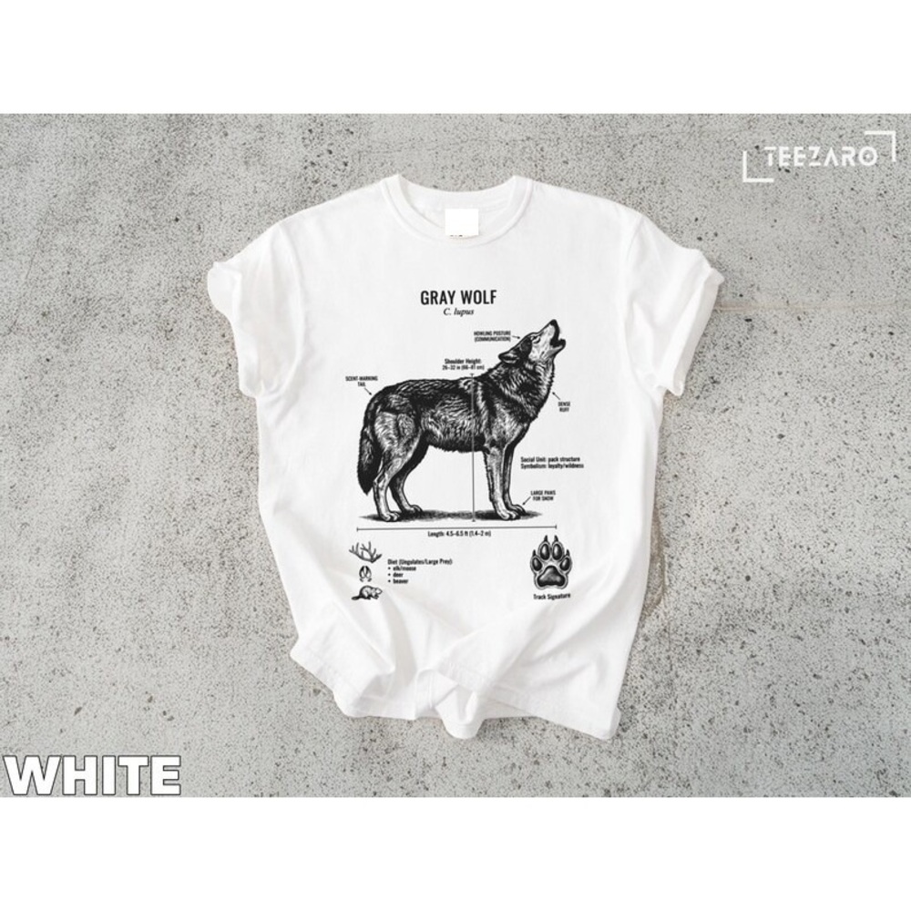 Gray Wolf T-Shirt Detailed Anatomy, Howling